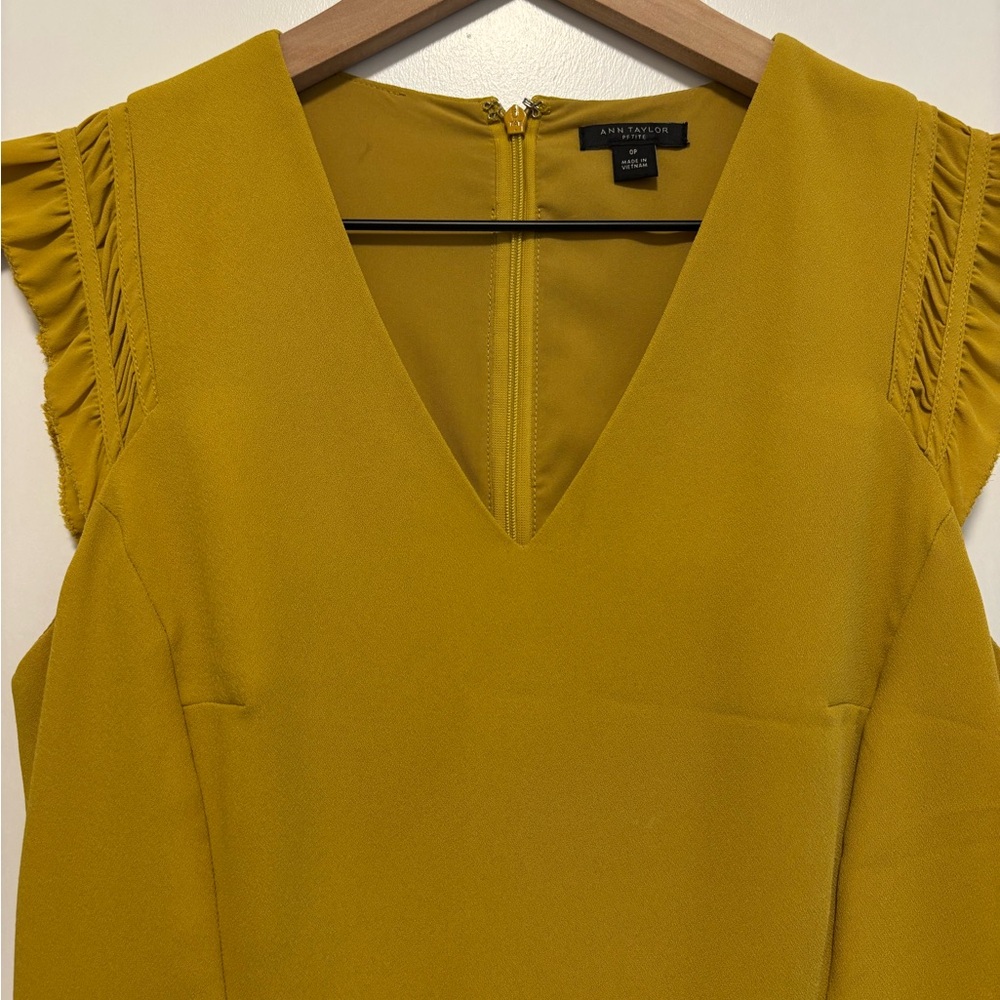 Ann Taylor Golden Yellow V-Neck Dress